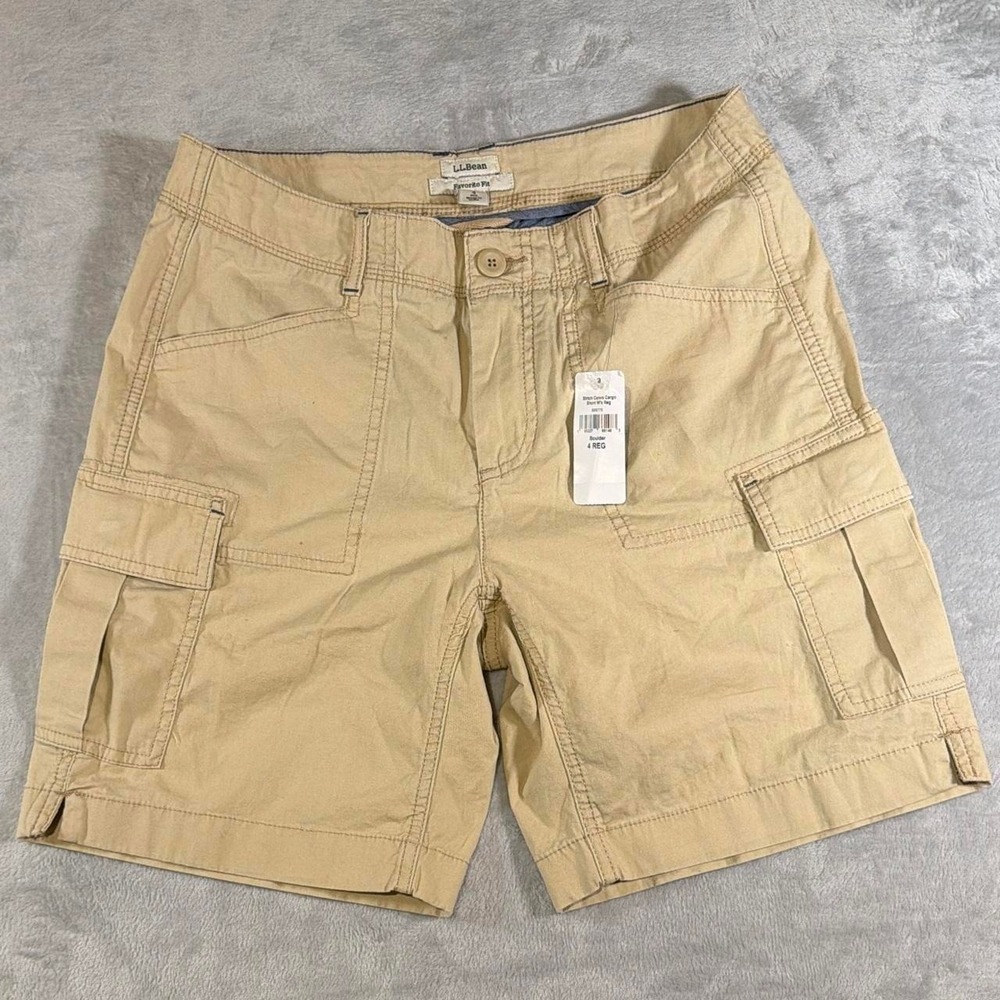 NWT L.L.Bean Favorite Fit Cargo Shorts | Khaki | 4 Regular